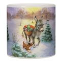 Candela a colonna con paesaggio invernale, motivo di asino e cane, 10 cm | Floristik24.it