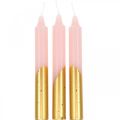 Floristik24 Candele albero candele piramidali rosa, candele dorate H105mm 10p