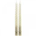 Floristik24 Candele coniche candele attorcigliate candele a spirale crema 24 cm 2 pezzi