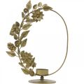 Floristik24 Portacandela oro deco anello fiori coni H29.5cm