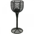 Floristik24 Portacandele in metallo nero decorativo bicchiere da vino Ø13cm H31.5cm