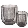 Floristik24 Set di 2 portacandele a cestello in filo metallico nero, Ø28,5/18 cm.