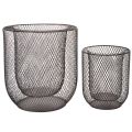 Set di 2 portacandele a cestello in filo metallico nero, Ø28,5/18 cm. | Floristik24.it