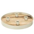 Floristik24 Portacandele per quattro candele affusolate, vassoio rotondo in legno, 25 cm