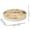 Portacandele per quattro candele affusolate, vassoio rotondo in legno, 25 cm | Floristik24.it