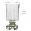 Floristik24 Lanterna vetro candela vetro anticato argento Ø13cm H24cm