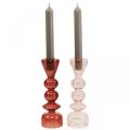 Candeliere candelabro in vetro rosa/rosa Ø5-6cm H19cm 2pz