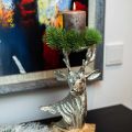 Floristik24 Candeliere cervo legno di mango, metallo argento, naturale 31cm