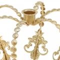Floristik24 Corona candeliere, decorazione da tavola, Avvento, corona in metallo Dorato Ø14cm H13cm