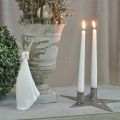 Floristik24 Stella decorazione candela, decorazione in metallo, portacandele per 2 candele coniche argento, aspetto antico 23cm × 22cm