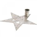Floristik24 Stella decorativa in metallo, portacandele affusolato per Natale argento, aspetto antico 20 cm × 19,5 cm