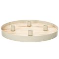 Floristik24 Vassoio rotondo in legno per quattro candele affusolate, 30 cm