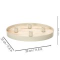 Vassoio rotondo in legno per quattro candele affusolate, 30 cm | Floristik24.it
