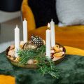 Floristik24 Piatto portacandele, ghirlanda dell&#39;Avvento, decorazione natalizia effetto antico dorato Ø30cm