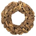 Floristik24 Ghirlanda decorativa rotonda, realizzata con pezzi di legno naturale, 35 cm di diametro.