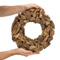 Ghirlanda decorativa rotonda, realizzata con pezzi di legno naturale, 35 cm di diametro. | Floristik24.it