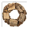 Ghirlanda decorativa rotonda, realizzata con pezzi di legno naturale, 35 cm di diametro. | Floristik24.it