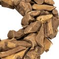 Ghirlanda decorativa rotonda, realizzata con pezzi di legno naturale, 35 cm di diametro. | Floristik24.it