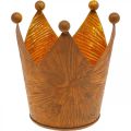 Floristik24 Portacandela corona decorazione metallo effetto ruggine oro H11cm