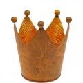 Floristik24 Portacandela corona decorazione metallo effetto ruggine oro H10cm