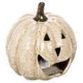 Floristik24 Zucca decorativa in ceramica con LED e faccina sorridente, 13 cm