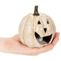 Zucca decorativa in ceramica con LED e faccina sorridente, 13 cm | Floristik24.it