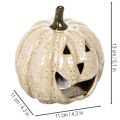 Zucca decorativa in ceramica con LED e faccina sorridente, 13 cm | Floristik24.it
