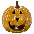Zucca in ceramica con viso, decorazione a LED, Halloween, 19 cm | Floristik24.it