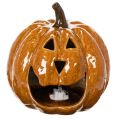 Zucca decorativa di Halloween in ceramica con LED, 15 cm | Floristik24.it