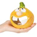 Statuetta decorativa a forma di zucca e portacandele, con faccina buffa, decorazione autunnale, 12 cm, 2 pezzi | Floristik24.it