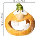 Statuetta decorativa a forma di zucca e portacandele, con faccina buffa, decorazione autunnale, 12 cm, 2 pezzi | Floristik24.it