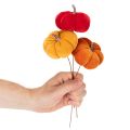 Zucca decorativa su filo, decorazione autunnale, velluto, set tricolore, 8 cm, 9 pezzi | Floristik24.it