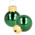 Floristik24 Mini palline di Natale in vetro verde opaco/lucido Ø2cm 44p