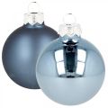 Floristik24 Palle di Natale vetro blu opaco lucido Ø5.5cm 26pz