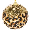 Palline di Natale con motivo leopardato e glitter dorati, 7 cm, 3 pezzi | Floristik24.it