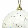 Floristik24 Addobbi per l&#39;albero di Natale Palla di Natale in gommapiuma bianca glitter Ø8cm 2 pezzi