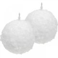 Floristik24 Candele dell&#39;Avvento, candele a sfera, candele a palla di neve 80 mm 4 pezzi