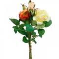 Floristik24 Fiori artificiali, bouquet di rose, decorazioni per la tavola, fiori di seta, rose artificiali giallo-arancio