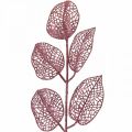 Floristik24 Piante artificiali, foglie decorative, ramo artificiale glitter rosa L36cm 10p