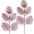 Floristik24 Piante artificiali, foglie decorative, ramo artificiale glitter rosa L36cm 10p