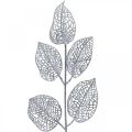 Floristik24 Piante artificiali, decorazione di rami, foglia decorativa argento glitter L36cm 10p