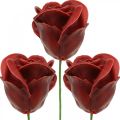 Floristik24 Rose artificiali Rose in cera bordeaux Rose decorative in cera Ø6cm 18 pz