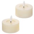 Candela a LED, luce bianca calda, effetto tremolante e timer, vera cera, funzionamento a batteria, 7 cm, 2 pezzi | Floristik24.it