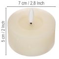 Candela a LED, luce bianca calda, effetto tremolante e timer, vera cera, funzionamento a batteria, 7 cm, 2 pezzi | Floristik24.it