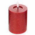 Floristik24 Candela a colonna a LED in vera cera, colore rosso, con timer e luce bianca calda, 12 cm.
