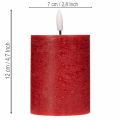 Candela a colonna a LED in vera cera, colore rosso, con timer e luce bianca calda, 12 cm. | Floristik24.it