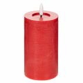 Floristik24 Candela a colonna a LED rossa con timer e luce bianca calda, realizzata in vera cera, 15 cm