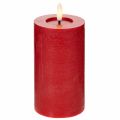 Candela a colonna a LED rossa con timer e luce bianca calda, realizzata in vera cera, 15 cm | Floristik24.it