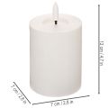 Candela a colonna a LED, effetto tremolante, con timer, Ø7cm, 12cm | Floristik24.it
