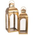 Floristik24 Lanterna in metallo, vetro, metallo effetto ottone, altezza 50 cm, set da 2